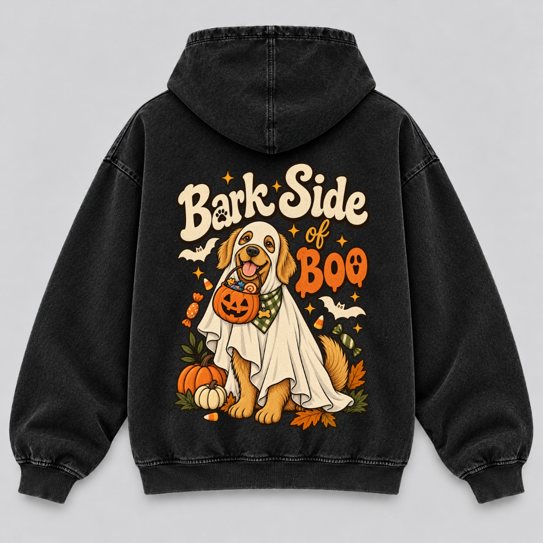 Bark Side of Boo – Halloween Dog Washed T-Shirt & Hoodie