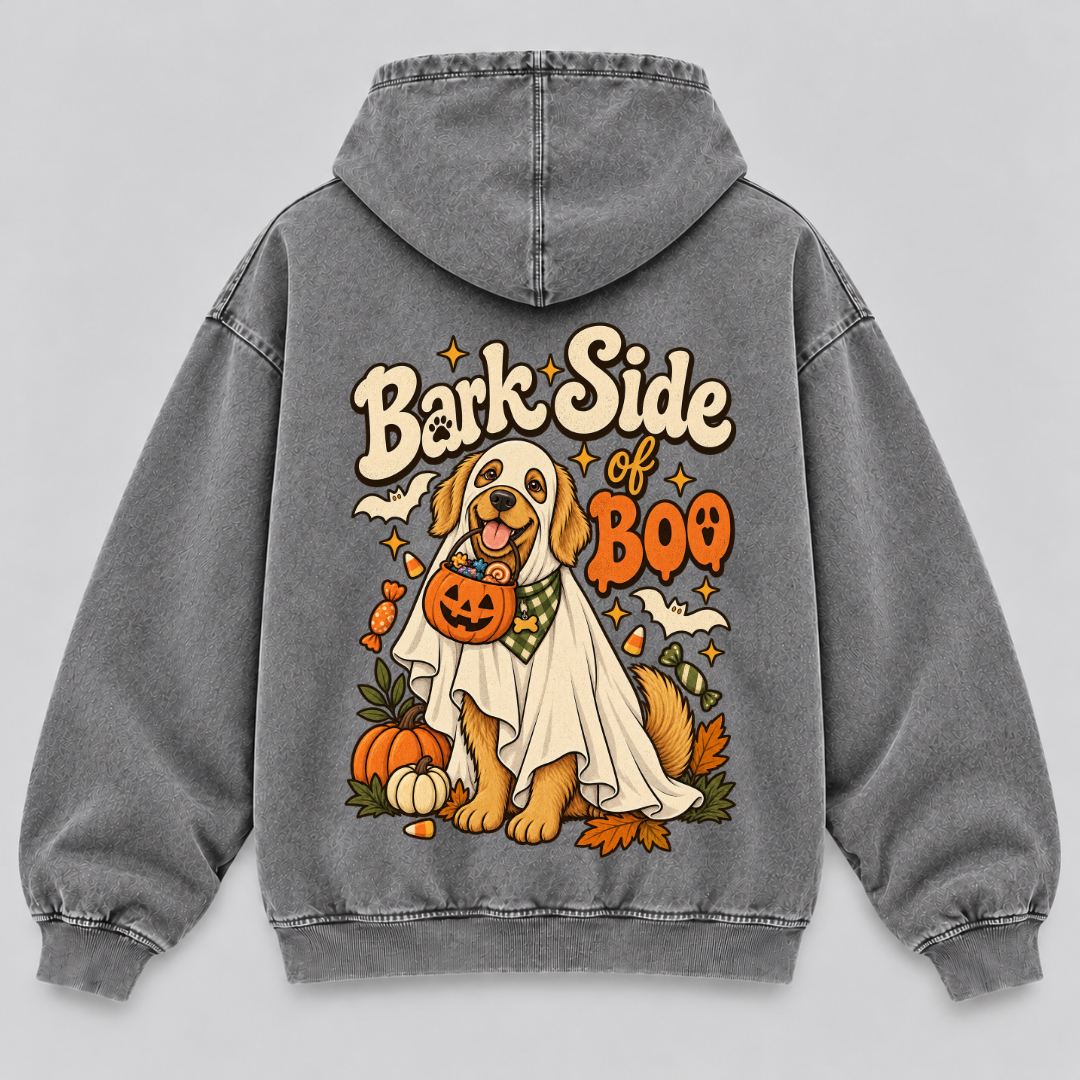 Bark Side of Boo – Halloween Dog Washed T-Shirt & Hoodie