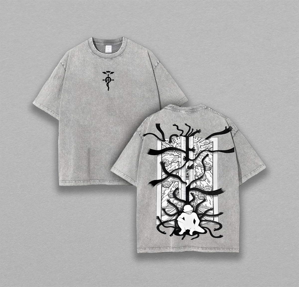 Retro Heavy Limited Gatekeeper - Fullmetal Alchemist Anime Double Printed Vintage Washed Tee