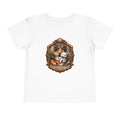 Your Little Magic toddler tee, White: woman with cat and dog badge print on a Bella+Canvas 3001T, front view