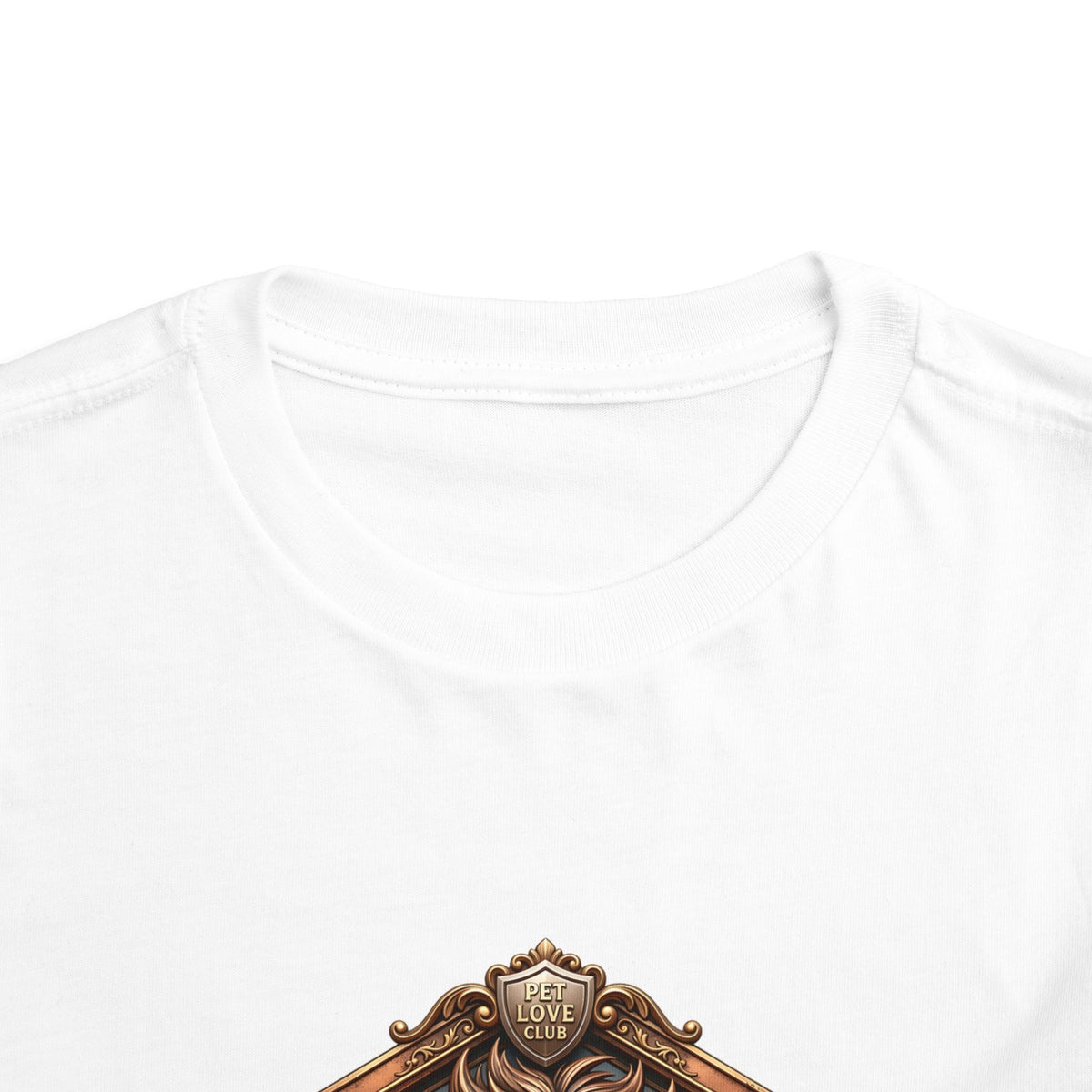 Your Little Magic toddler tee: collar and badge print close-up