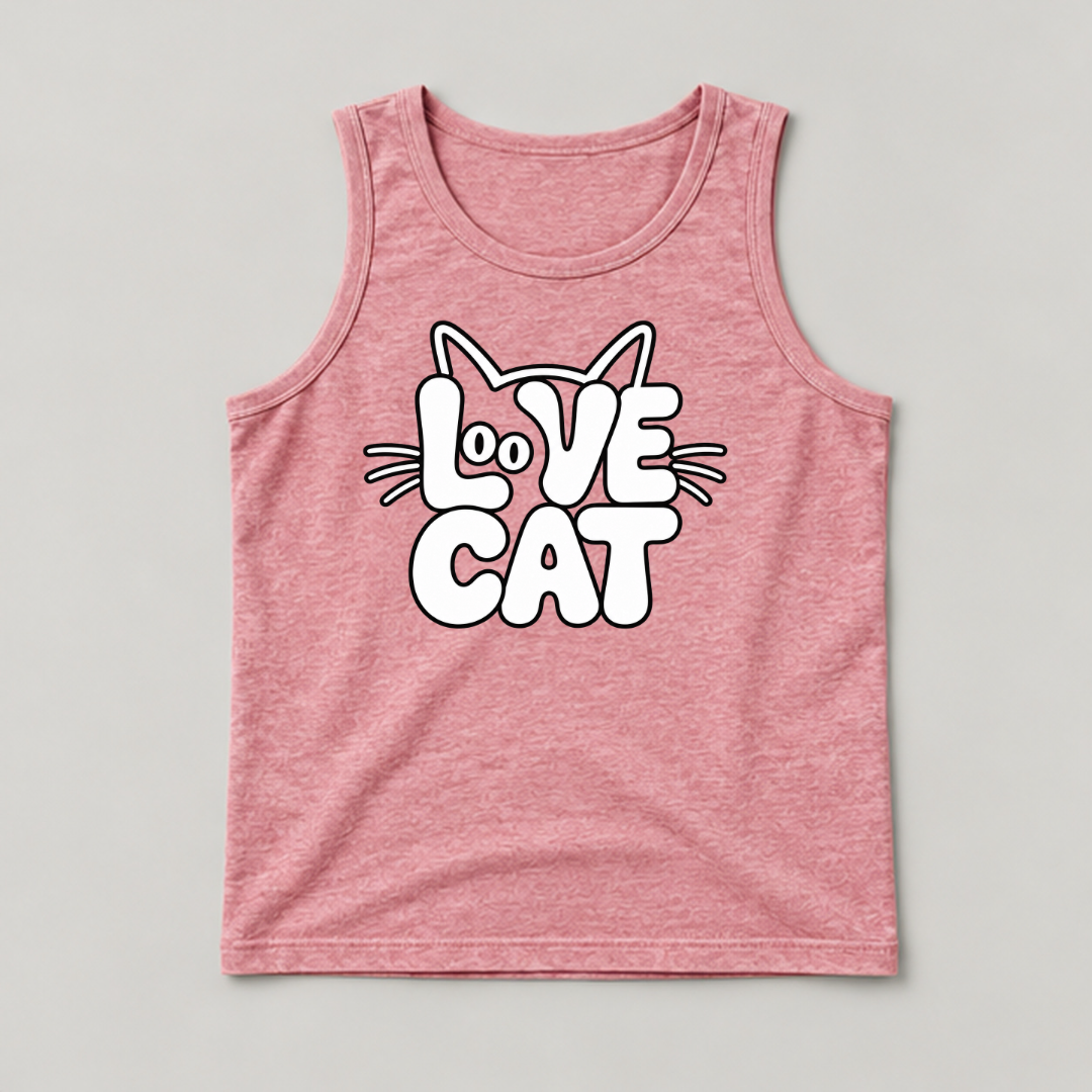 Love Cat Typography Graphic - Washed T-Shirt, Hoodie & Sweatshirt