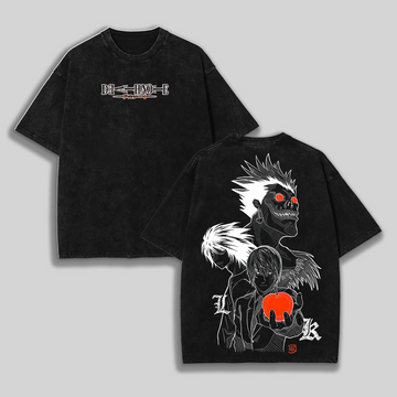 Retro Vintage Death Note Ryuk, Shinigami, Light Yagami Anime Vintage Washed Tee