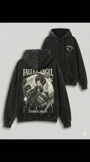 FALLEN ANGEL  – Eternal Night Washed Hoodie & T-Shirt