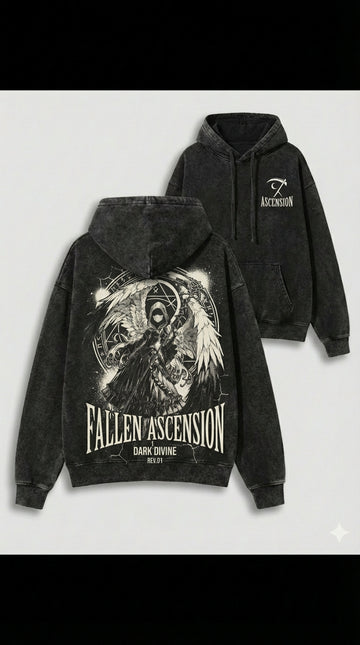 FALLEN ASCENSION – Dark Divine Washed T-Shirt and Hoodie - Streetwear