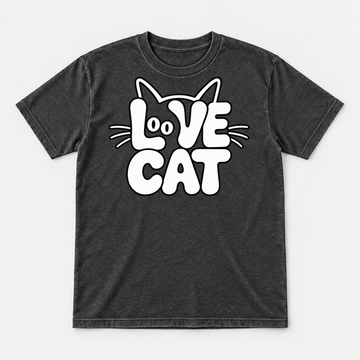 Love Cat Typography Graphic - Washed T-Shirt, Hoodie & Sweatshirt