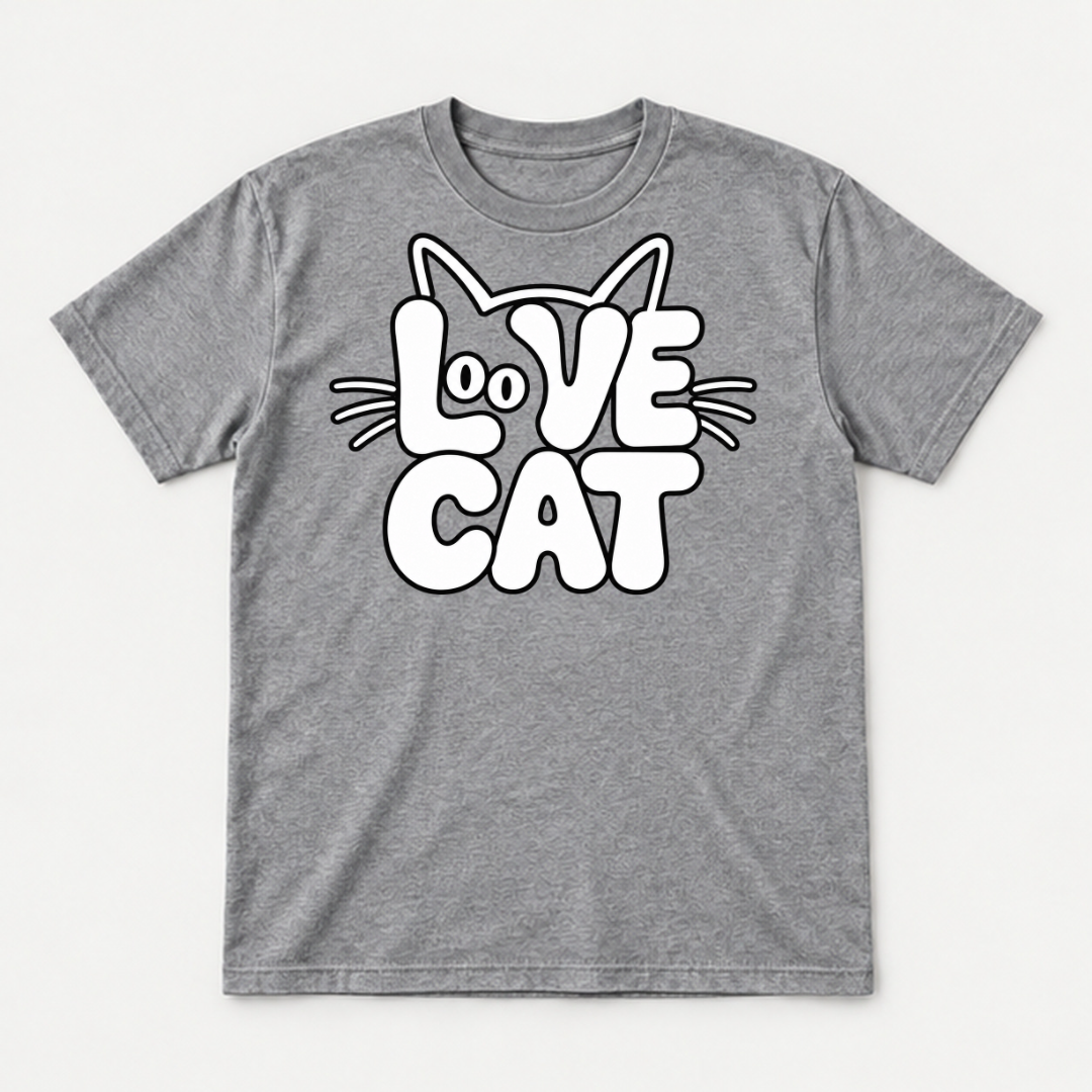 Love Cat Typography Graphic - Washed T-Shirt, Hoodie & Sweatshirt