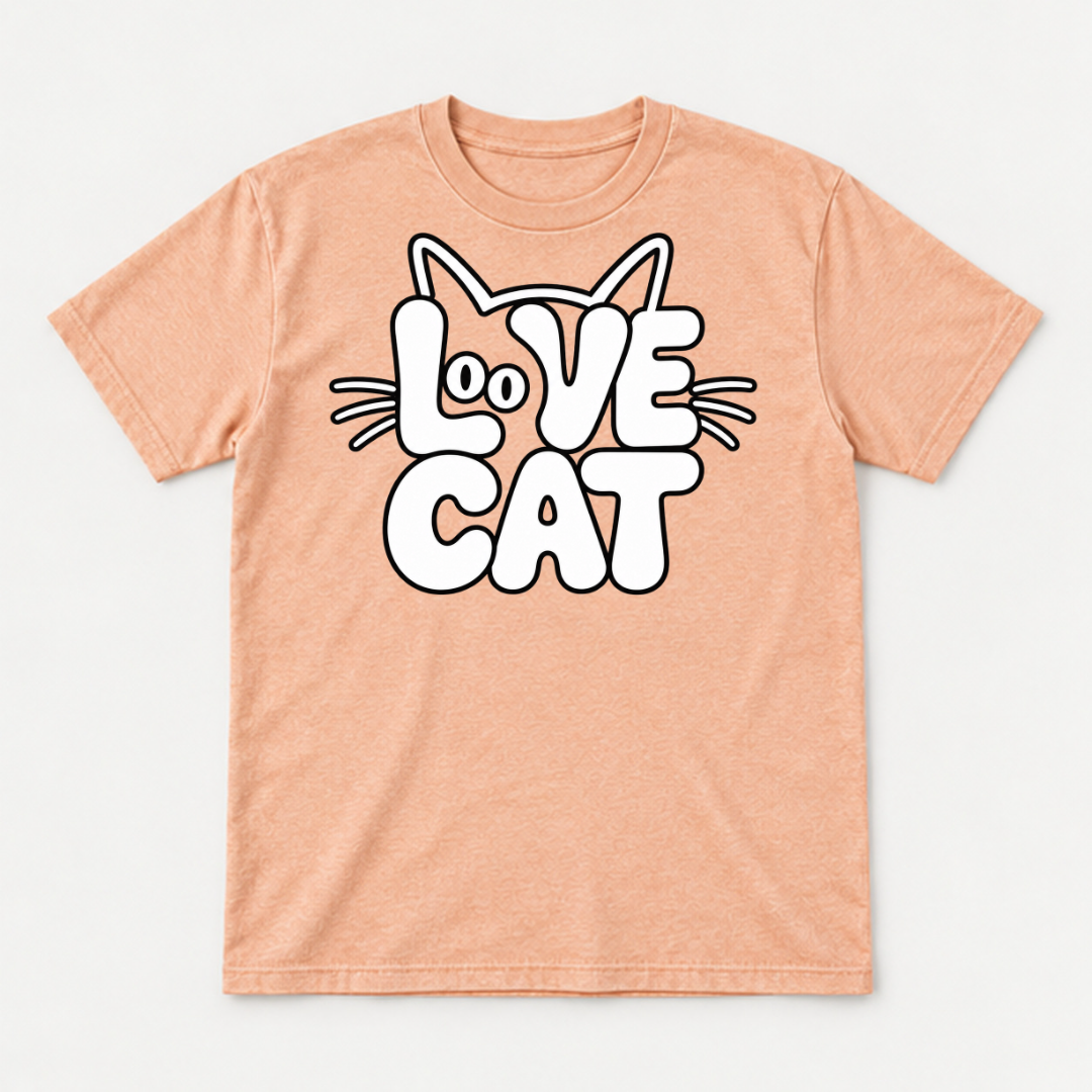 Love Cat Typography Graphic - Washed T-Shirt, Hoodie & Sweatshirt