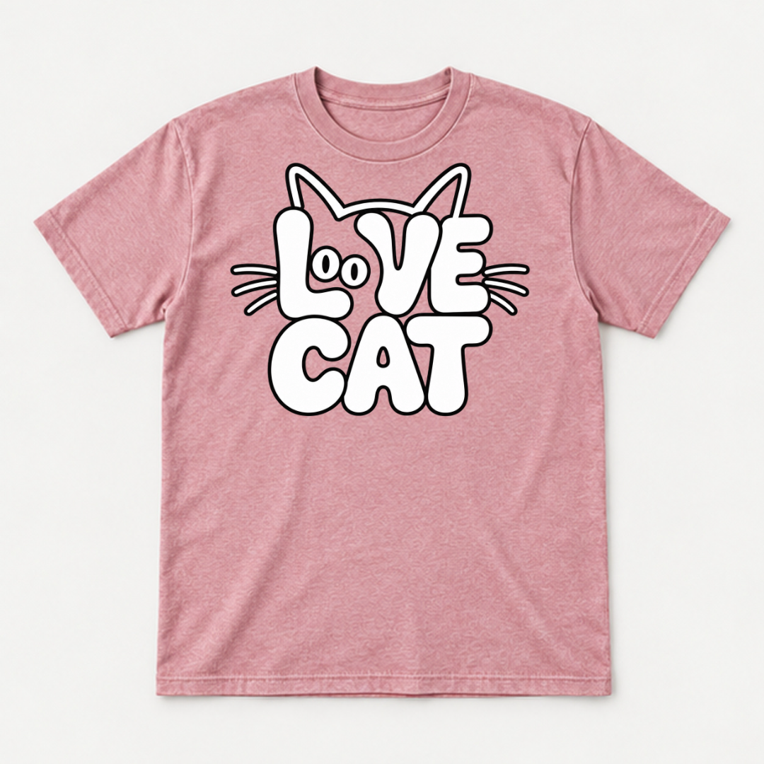 Love Cat Typography Graphic - Washed T-Shirt, Hoodie & Sweatshirt