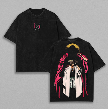 Retro Vintage Limited "Kyouraku Shunsui - Bleach" Anime Double Printed Vintage Washed Tee Unisex Anime Manga Washed