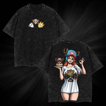 One Piece Tony Tony & Nami Washed Vintage Double-Sided T-Shirt