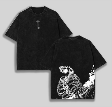 Retro Vintage Demon Eren Yeager Attack On Titan Anime Double Printed Washed Tee Unisex Oversize Anime Manga Washed Heavyweight Cotton T-shirt