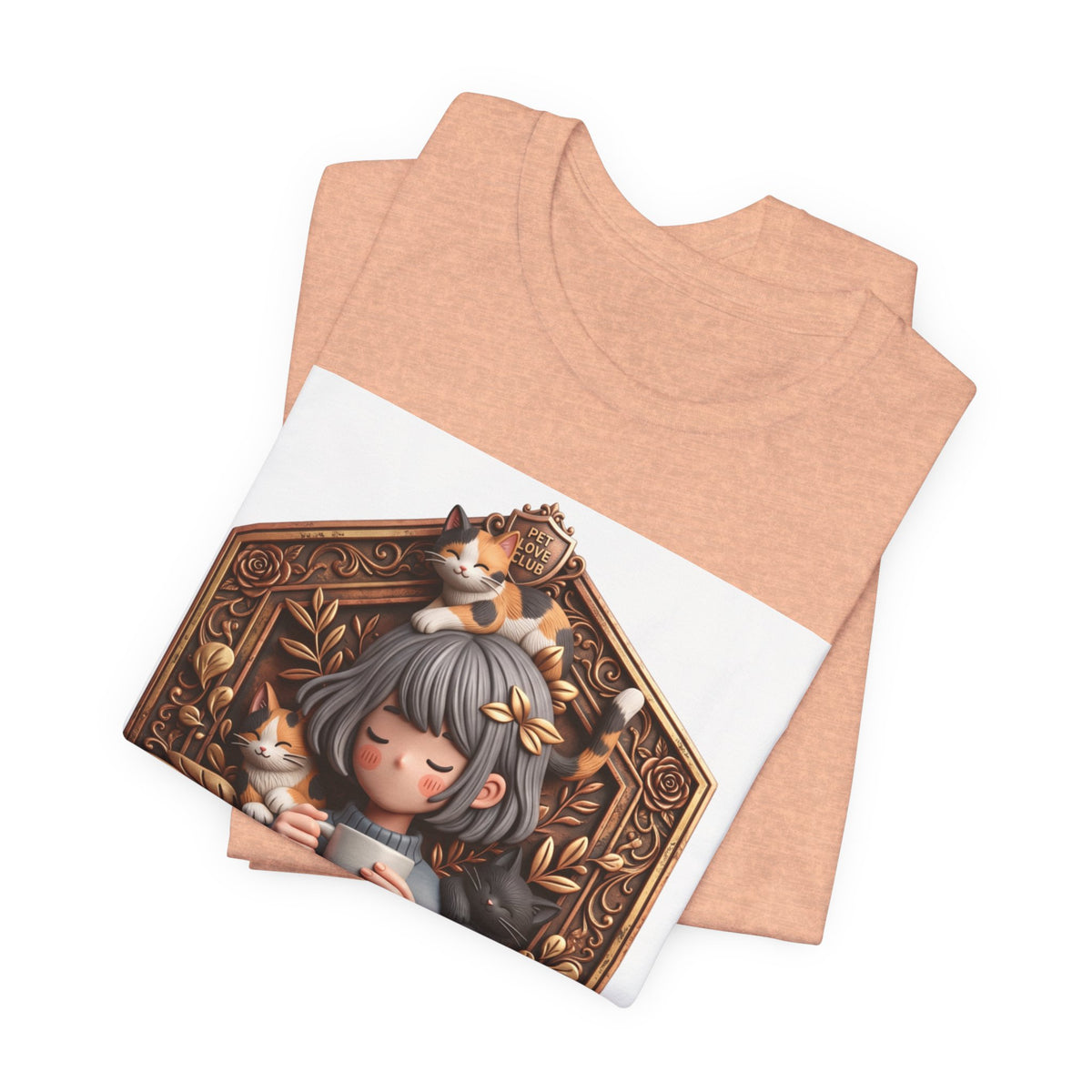 Your Little Magic tee: unisex Bella+Canvas 3001 with girl with cats badge print