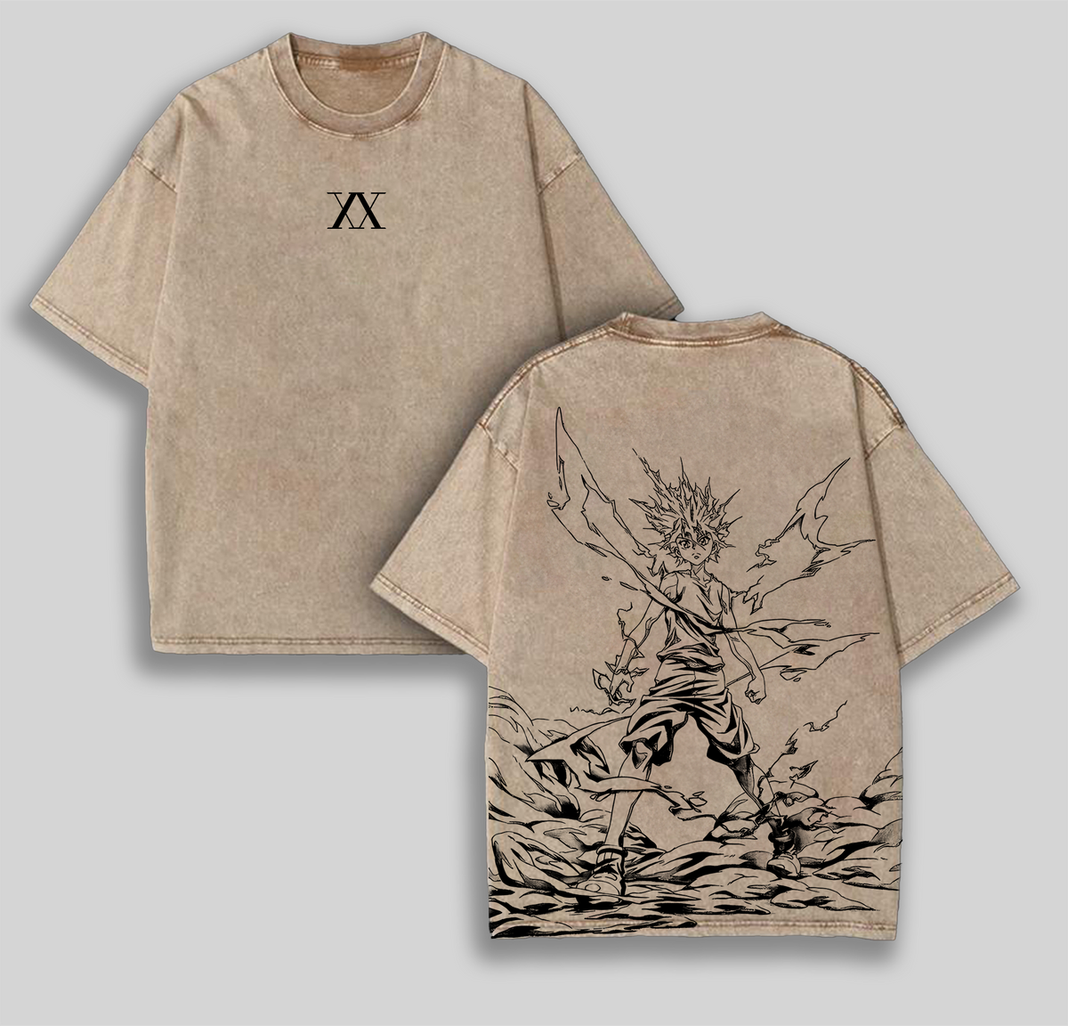 Killua Zoldyck Godspeed Hunter X Hunter Retro Vintage Unisex Oversize Anime Manga Washed Heavyweight Cotton T-shirt, Gift For Anime Fan, Anime Lover
