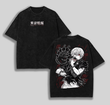 Retro Vintage Ken Kaneki Tokyoooo Ghoul Unisex Oversize Anime Manga Washed Heavy | 'TTT'