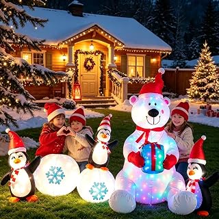8 FT Christmas Penguin Inflatable Yard Decoration