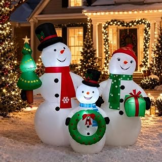 6FT Christmas Snowman Family Inflatable Yard Decoration
