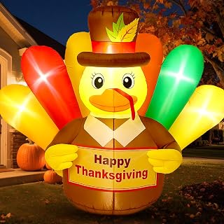 5 ft Fall Turkey Inflatable Yard Decoration