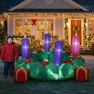 6ft Christmas Wreath Inflatable Yard Decoration