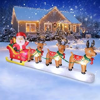 12 FT Christmas Reindeer Inflatable Yard Decoration