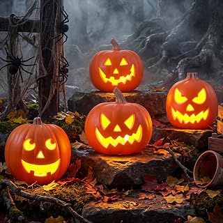 9 Inch Halloween Pumpkin Yard Decoration 4 Pcs
