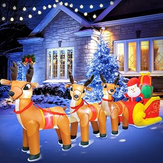 12 FT Christmas Reindeer Inflatable Yard Decoration
