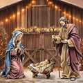 54.3 Inch Christmas Nativity Scene Yard Decoration 3 Pcs