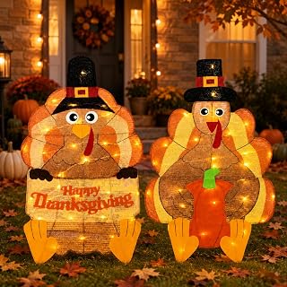 Fall Turkey Yard Decoration 2PCS