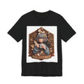Your Little Magic tee: unisex Bella+Canvas 3001 with girl with cats badge print