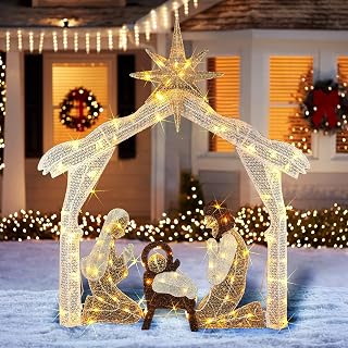 4FT Christmas Nativity Scene Yard Decoration 120 Count