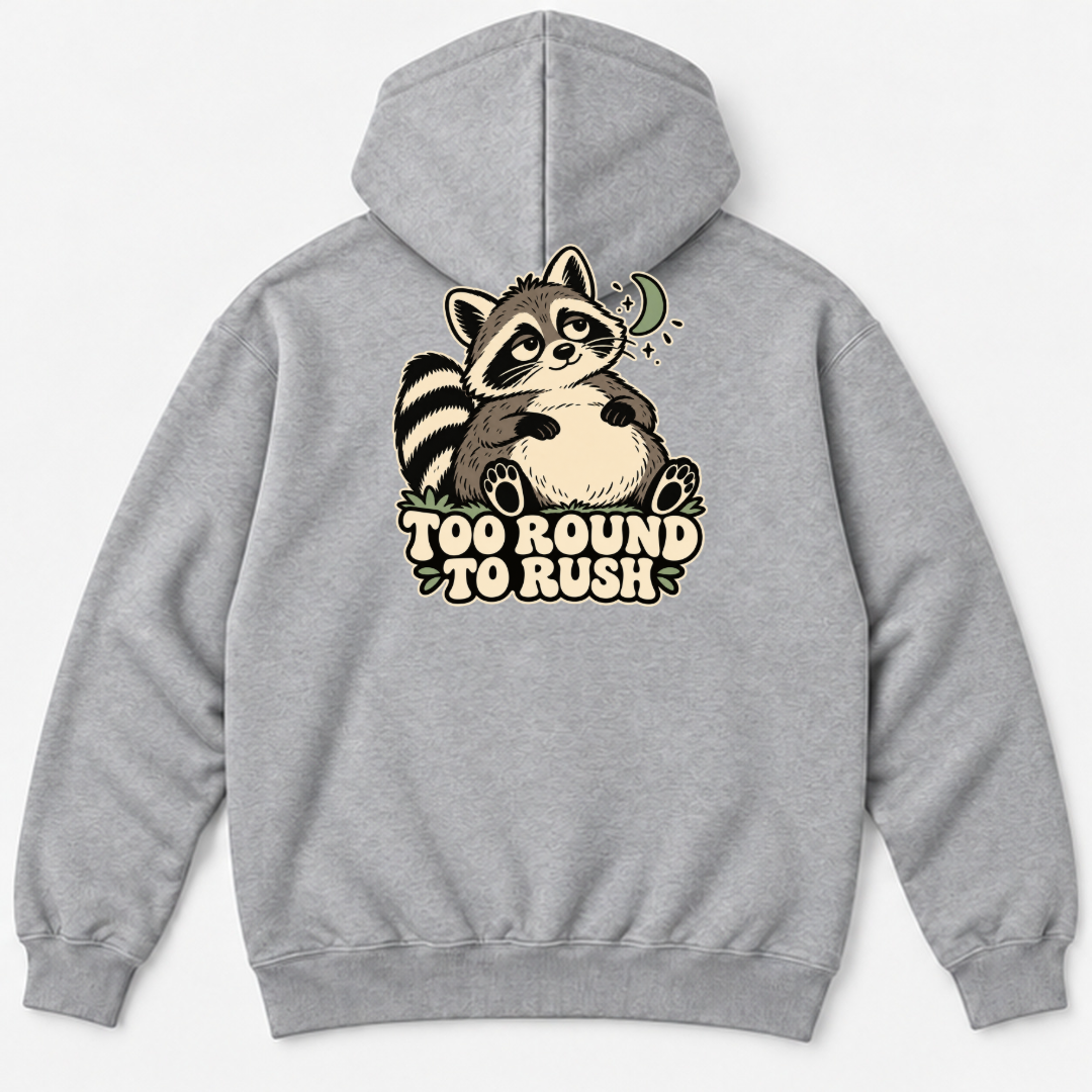 Too Round to Rush Raccoon Graphic Washed T-Shirt, Hoodie & Sweatshirt — washed hoodie mockup 2