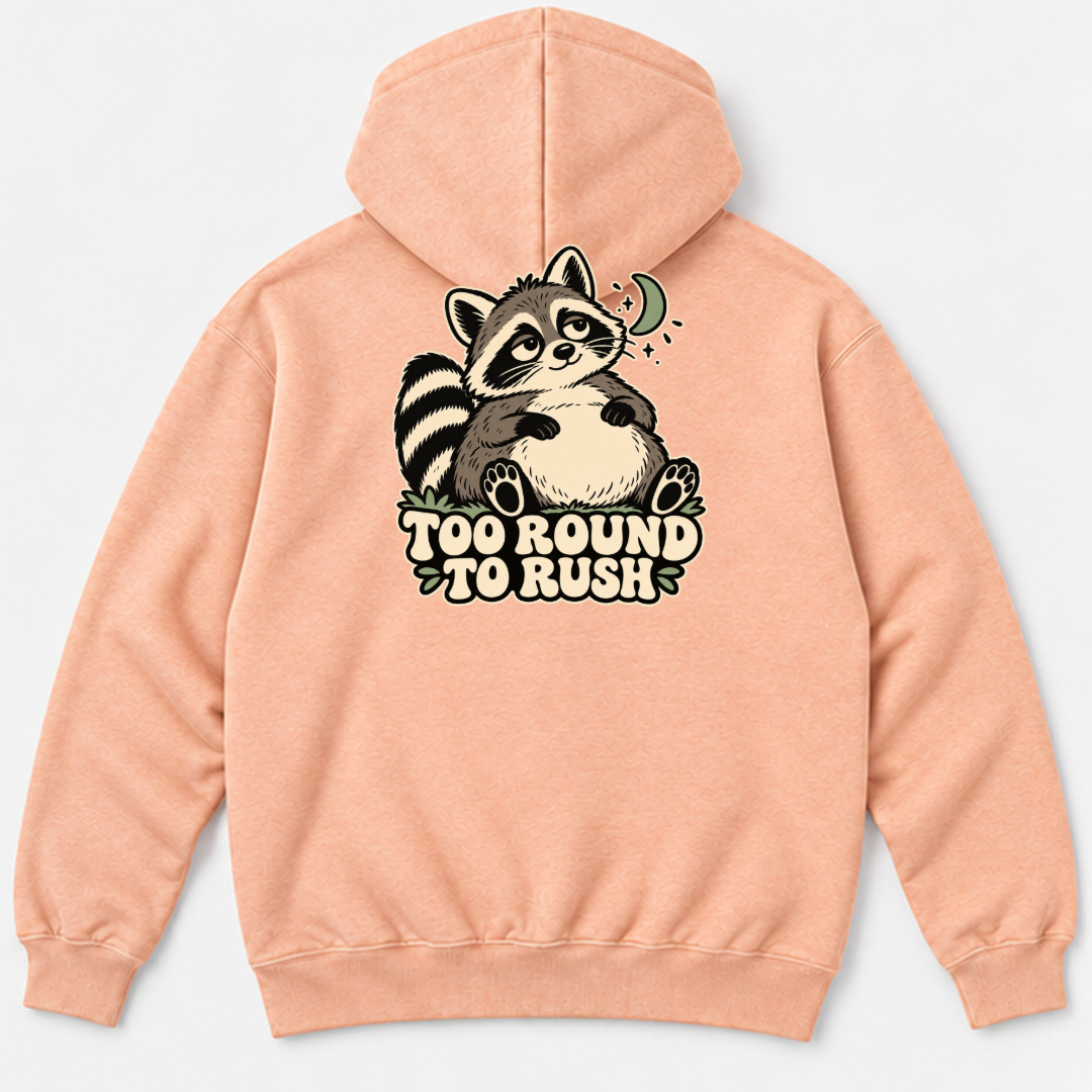 Too Round to Rush Raccoon Graphic Washed T-Shirt, Hoodie & Sweatshirt — washed hoodie mockup 3