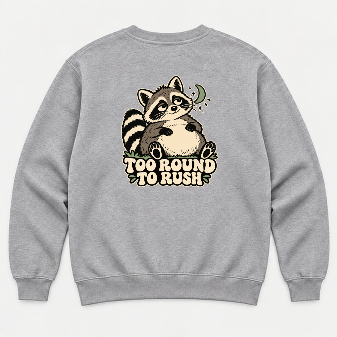 Too Round to Rush Raccoon Graphic Washed T-Shirt, Hoodie & Sweatshirt — washed sweatshirt mockup 2