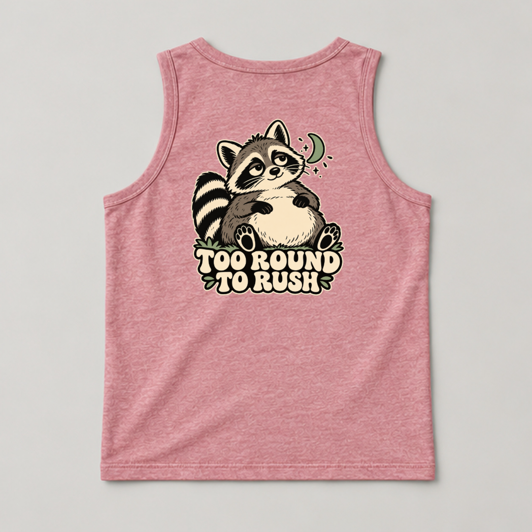 Too Round to Rush Raccoon Graphic Washed T-Shirt, Hoodie & Sweatshirt — washed tanktop mockup 4