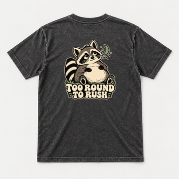 Too Round to Rush Raccoon Graphic Washed T-Shirt, Hoodie & Sweatshirt — washed tshirt mockup 1
