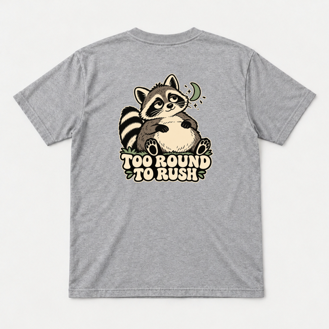 Too Round to Rush Raccoon Graphic Washed T-Shirt, Hoodie & Sweatshirt — washed tshirt mockup 2