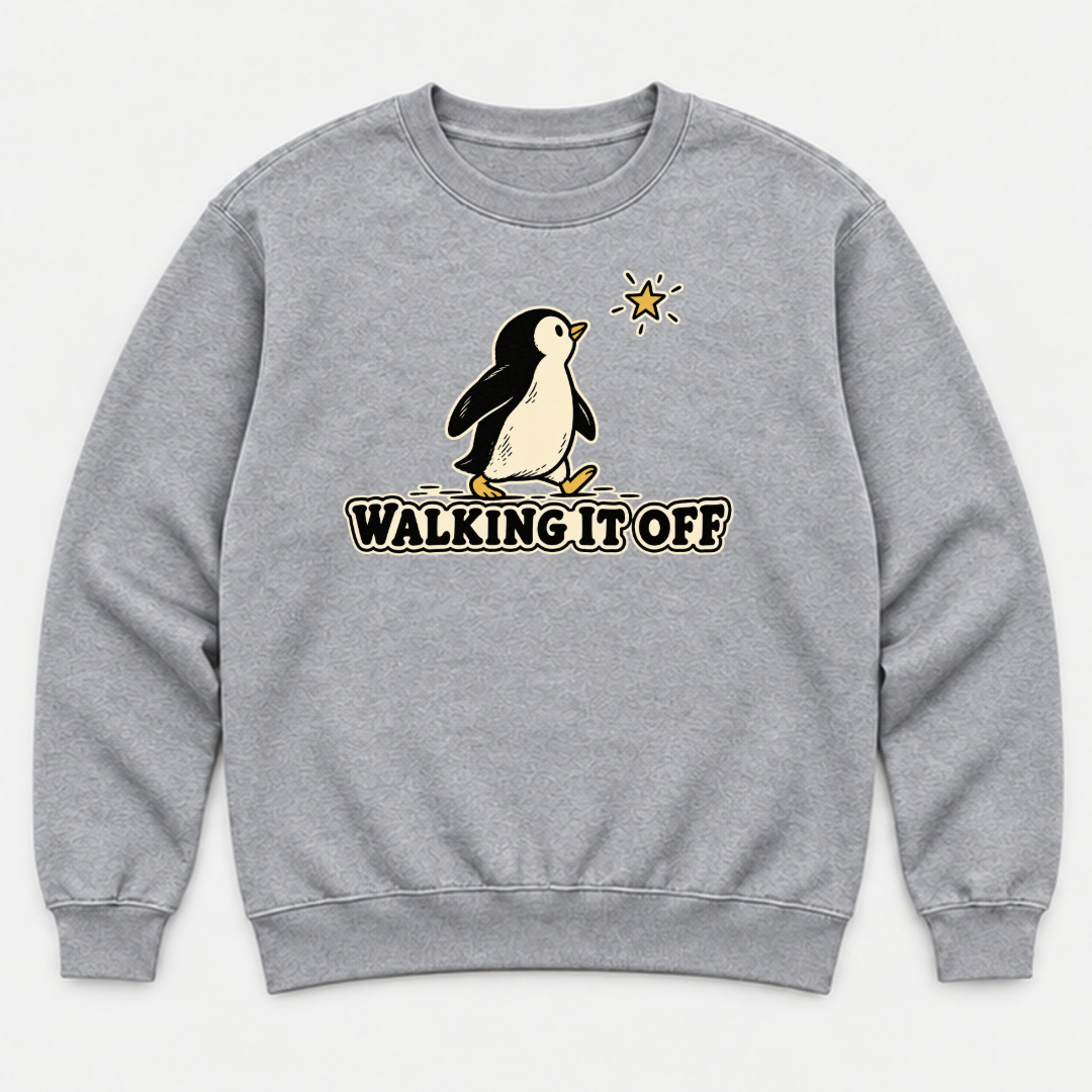 Walking It Off Penguin Graphic Washed T-Shirt, Hoodie & Sweatshirt — washed sweatshirt mockup 2