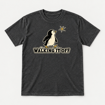 Walking It Off Penguin Graphic Washed T-Shirt, Hoodie & Sweatshirt — washed tshirt mockup 1