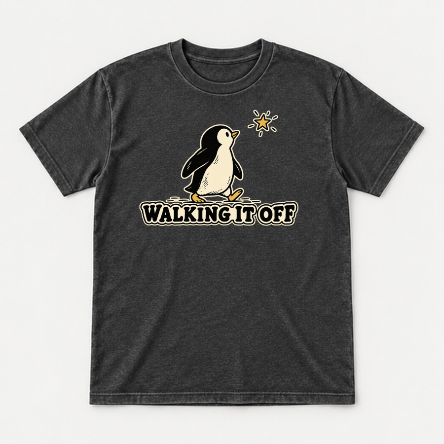 Walking It Off Penguin Graphic Washed T-Shirt, Hoodie & Sweatshirt