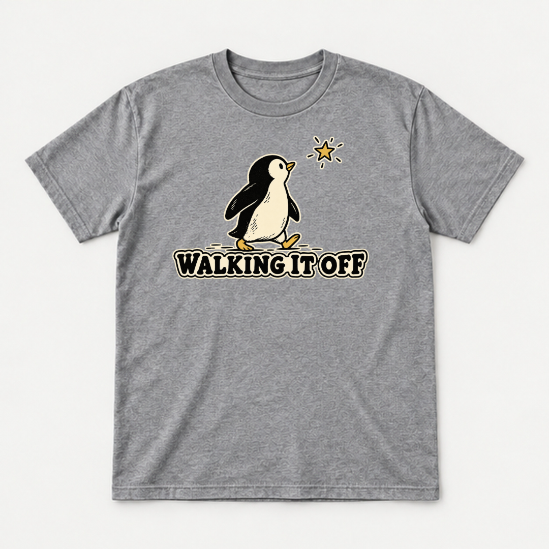 Walking It Off Penguin Graphic Washed T-Shirt, Hoodie & Sweatshirt — washed tshirt mockup 2