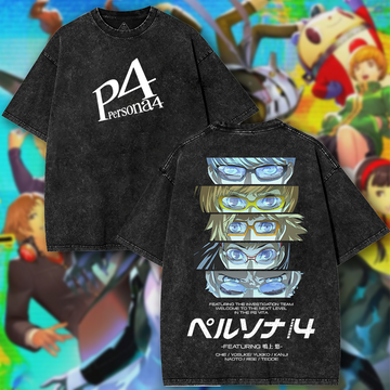 Persona 4 Graphic Black Unisex Double Printed Washed T- SHIRT