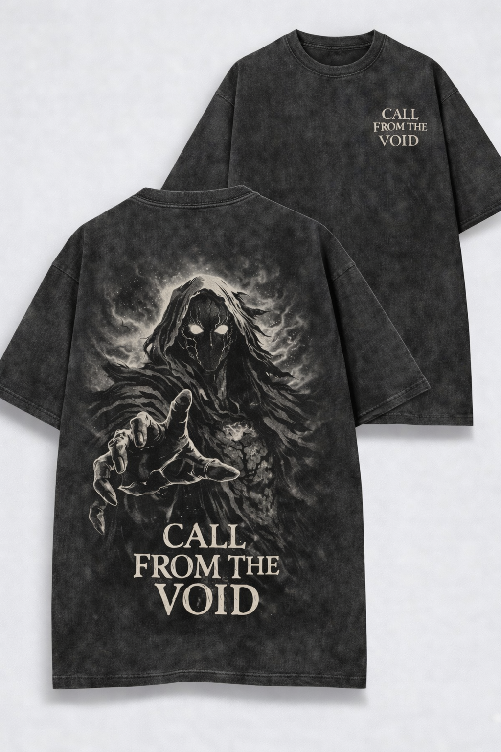 Call From the Void Graphic Tee and Hoodie – Off-White on Black Streetwear