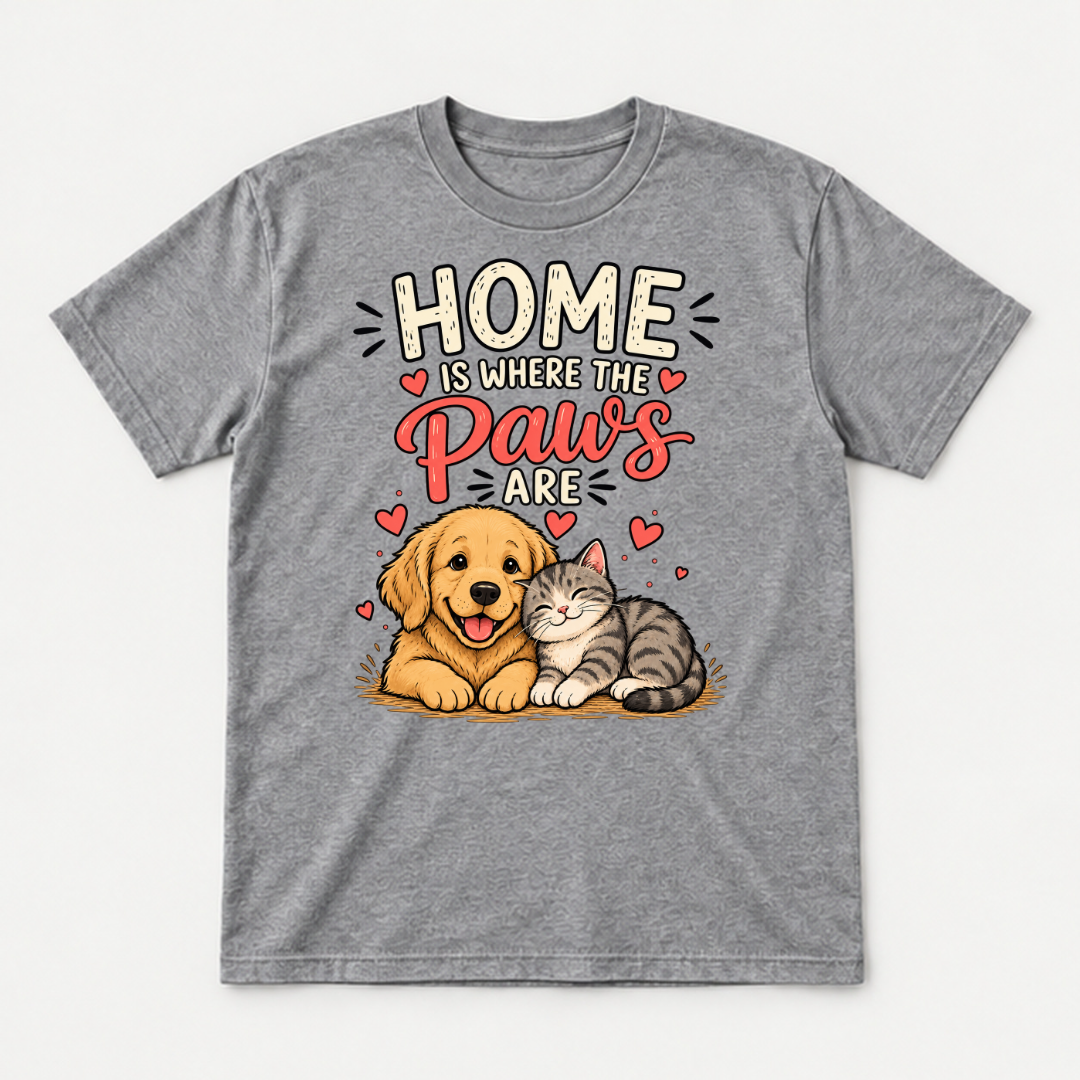 Home Is Where the Paws Are Dog and Cat Graphic T-Shirt, Hoodie & Sweatshirt