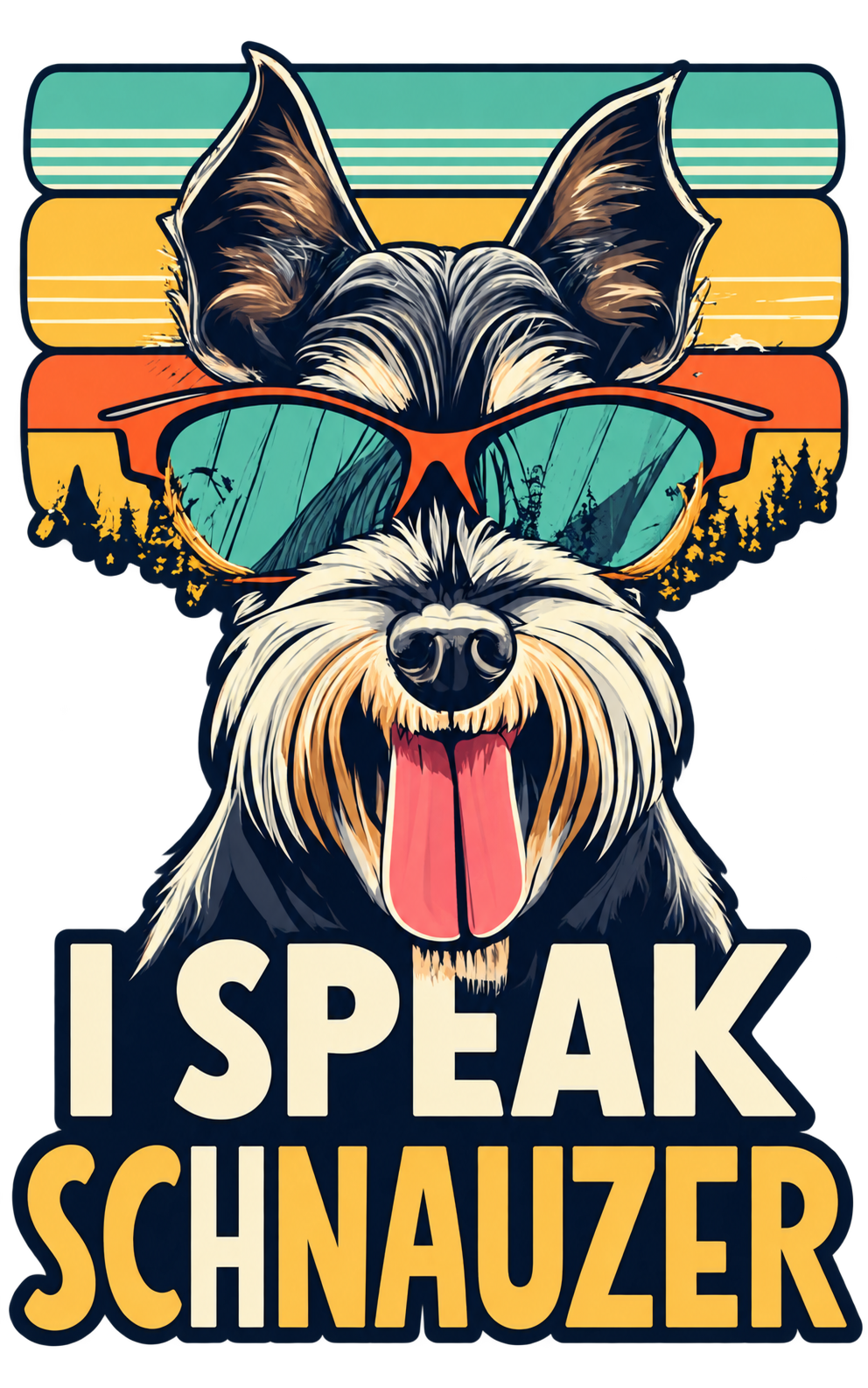 I Speak Schnauzer Retro Sunglasses Graphic - Washed T-Shirt, Hoodie & Sweatshirt