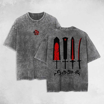 Four Sword Of Demon Asta Black Clover Anime Vintage Washed