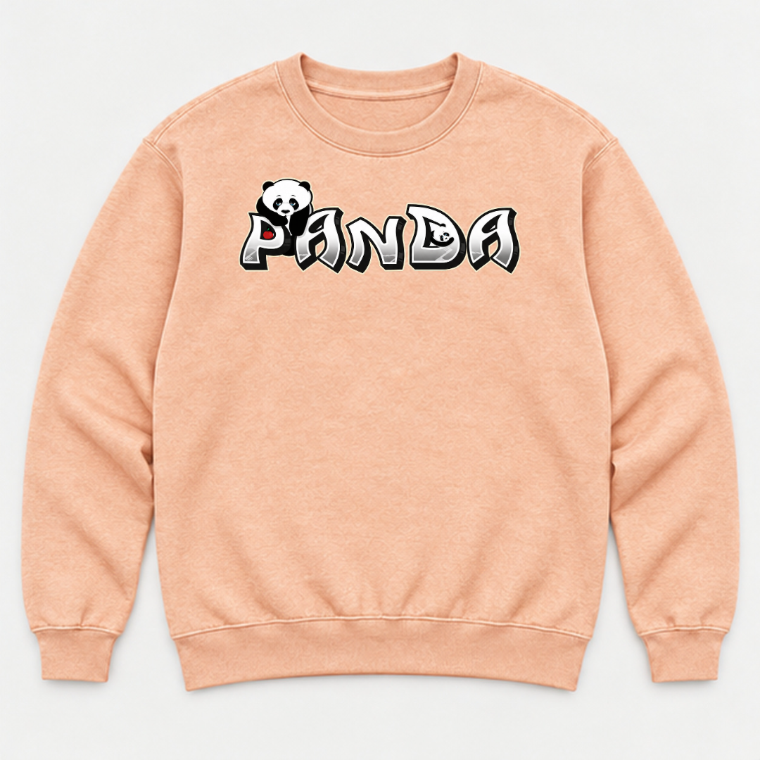 Panda Graffiti Typography Washed T-Shirt, Hoodie & Sweatshirt