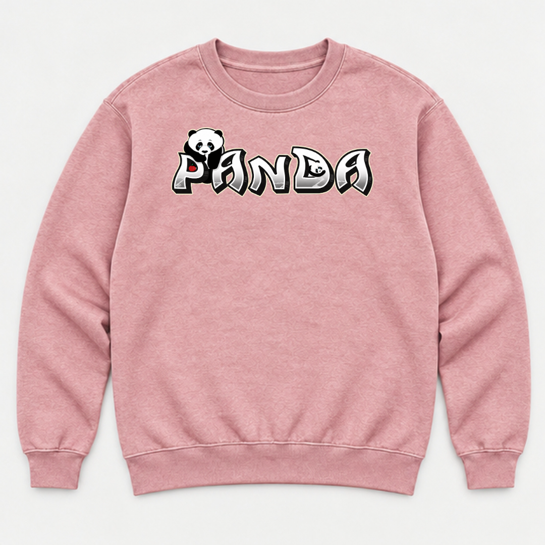 Panda Graffiti Typography Washed T-Shirt, Hoodie & Sweatshirt