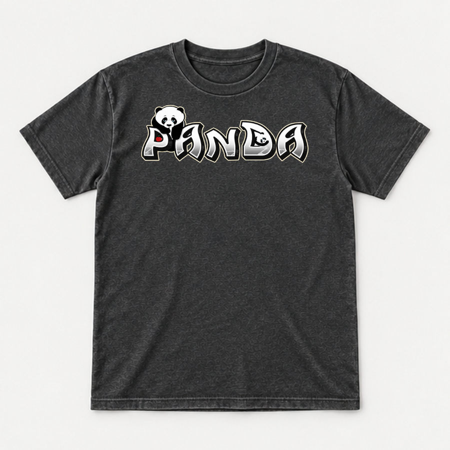 Panda Graffiti Typography Washed T-Shirt, Hoodie & Sweatshirt