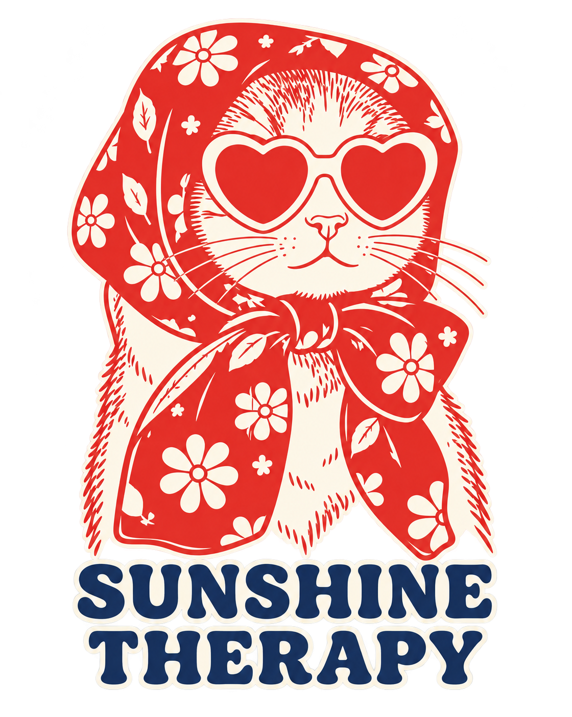 Sunshine Therapy Floral Cat Graphic Washed T-Shirt, Hoodie & Sweatshirt