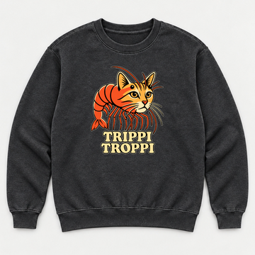 Trippi Troppi Cat Shrimp Graphic- Washed T-Shirt, Hoodie & Sweatshirt